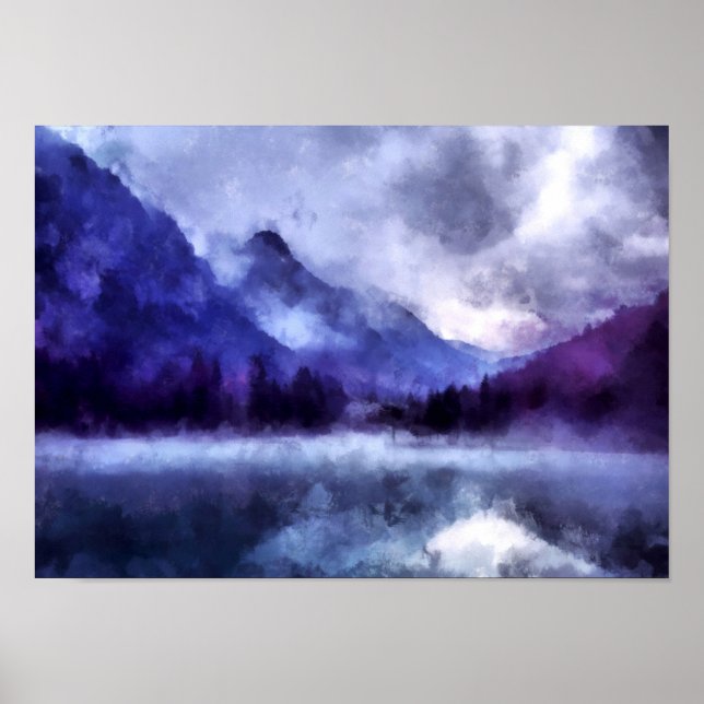 Purple mountains in Alaska | Landscape Painting Poster (Front)