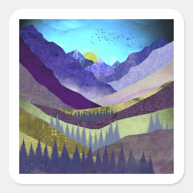 Purple Mountains Majesty Square Sticker (Front)
