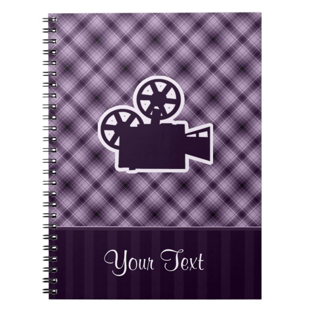 Purple Movie Camera Spiral Notebook (Front)