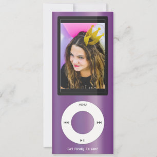 Purple MP3 Music Player Birthday Invitation