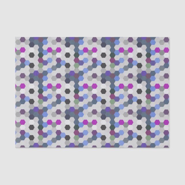 Purple Multi Hexagons Seamless Tissue Paper (Front)