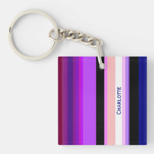 Purple multicolor vertical stripes  key ring