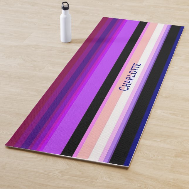 Purple multicolor vertical stripes Yoga Mat (In Situ)