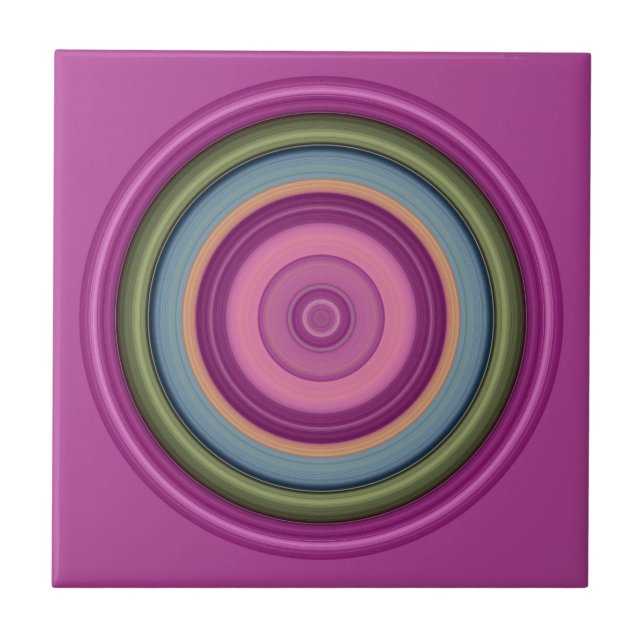 Purple Multicolored Circular Pattern Tile (Front)