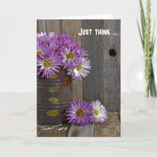 Purple Mums In Rusty Can Birthday Card