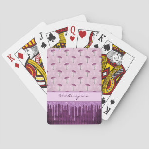 Purple Mushroom Dream and Glitter Drips Monogram Playing Cards