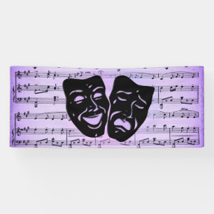 Purple Music and Theatre Masks Banner