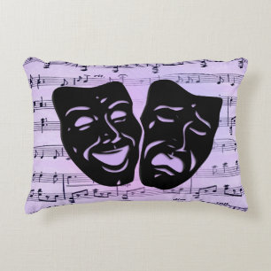 Purple Music and Theatre Masks Decorative Cushion