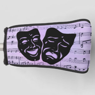 Purple Music and Theatre Masks Golf Head Cover