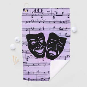 Purple Music and Theatre Masks Golf Towel