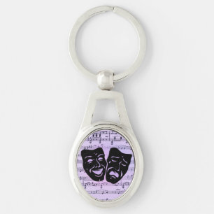 Purple Music and Theatre Masks Key Ring
