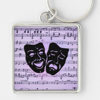 Purple Music and Theatre Masks Key Ring