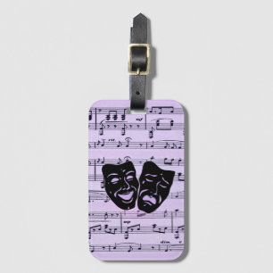 Purple Music and Theatre Masks Luggage Tag