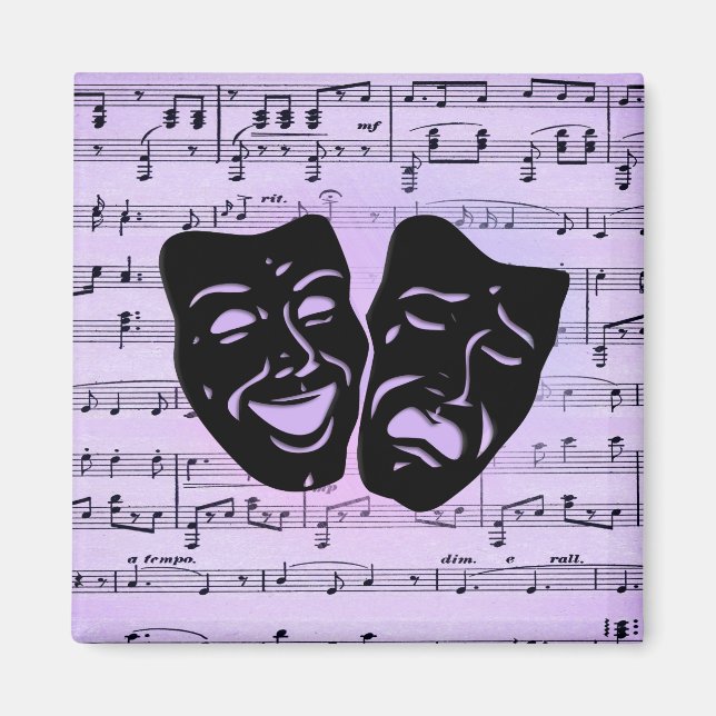 Purple Music and Theatre Masks Magnet (Front)