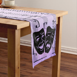 Purple Music and Theatre Masks Medium Table Runner