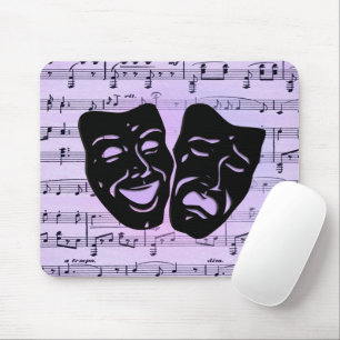 Purple Music and Theatre Masks Mouse Pad