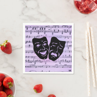 Purple Music and Theatre Masks Napkin