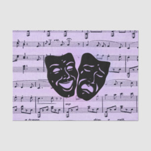 Purple Music and Theatre Masks Tissue Paper