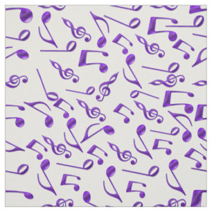 Purple Music Notes and Clefs on Any Colour Fabric
