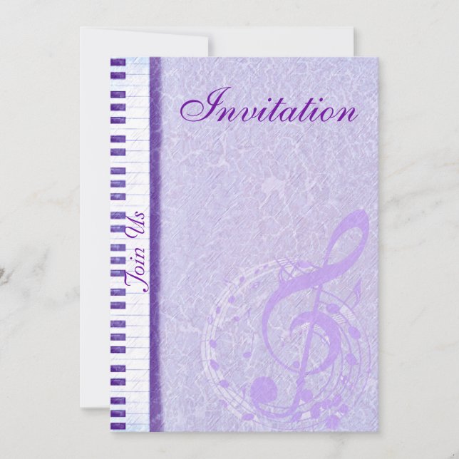 Purple music notes & Keys_Invitation Invitation (Front)