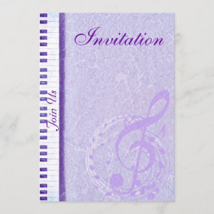 Purple music notes & Keys_Invitation Invitation