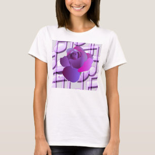 Purple Music Notes Purple Rose Flowy Short Sleeves T-Shirt