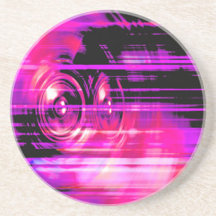 Purple music speakers coaster