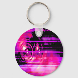 Purple music speakers key ring