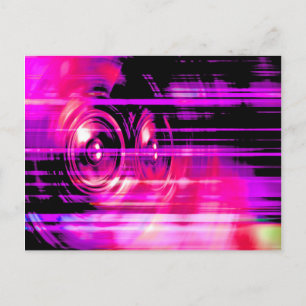 Purple music speakers postcard