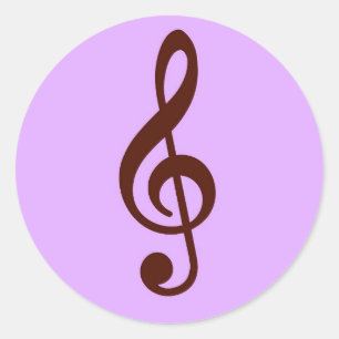 Purple Musical Note Classic Round Sticker