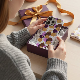 Purple Mustard Gold Boho Hexagon Memphis Abstract iPhone 16 Pro Max Case