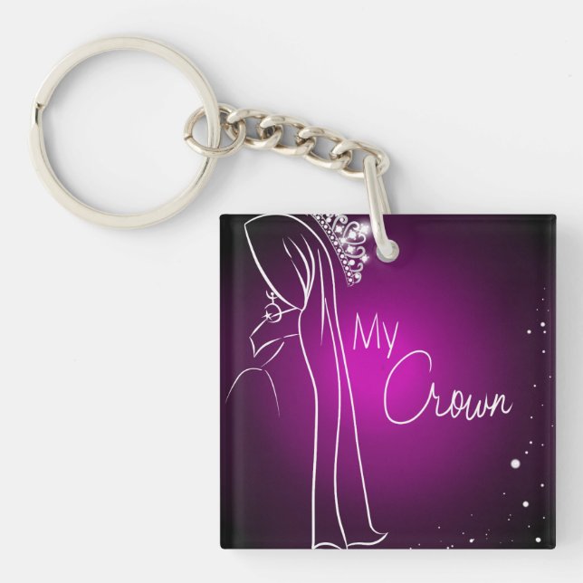 Purple My Crown Square (double-sided) Keychain (Front)