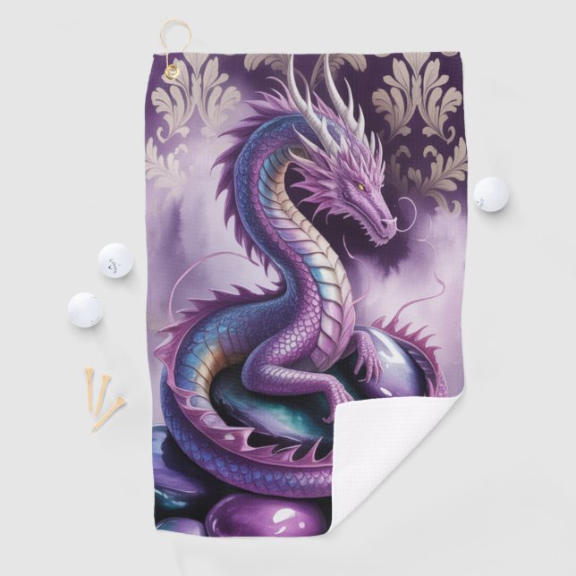 Purple Mystic Dragon Gothic Golf Towel (InSitu)