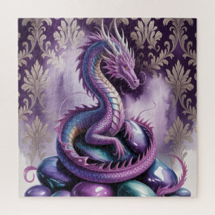 Purple Mystic Dragon Gothic Jigsaw Puzzle