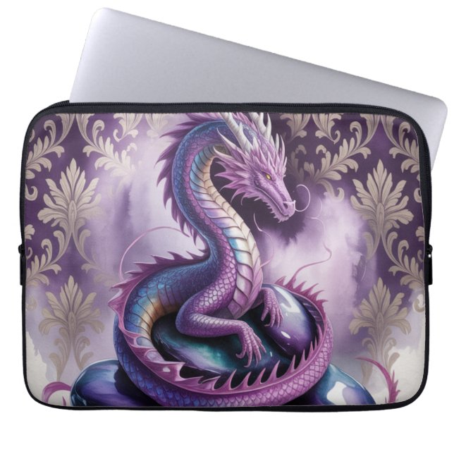 Purple Mystic Dragon Gothic Laptop Sleeve (Front)