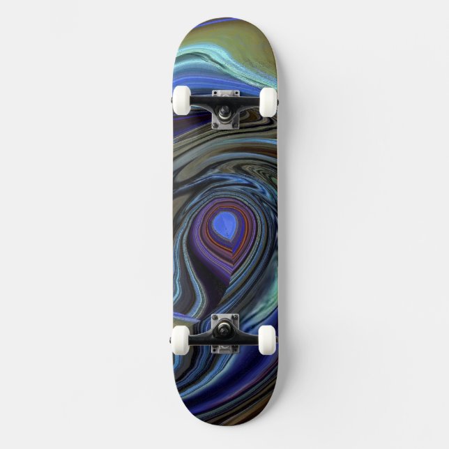 Purple N Gold Feather Abstract Skateboard (Front)