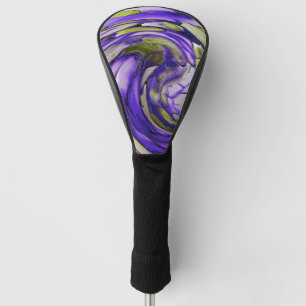 Purple N Lime Abstract Art  Golf Head Cover