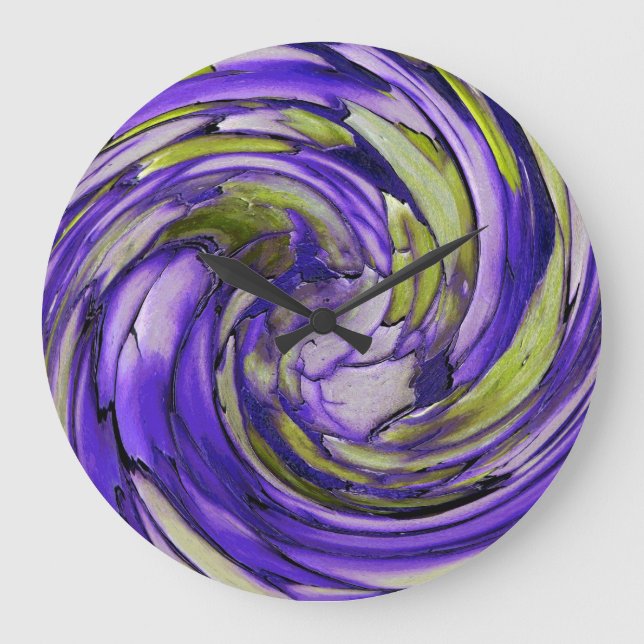 Purple N Lime Dolphin vs Eagle Abstract Wall Clock (Front)