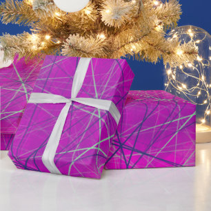 Purple n Pink Network Lines Colourful Abstract Wrapping Paper