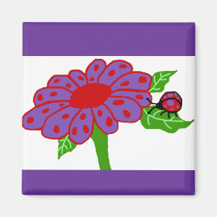 Purple n red ladybug with flower magnet