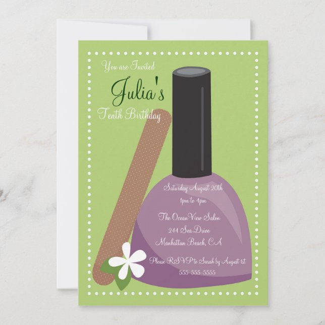 Purple Nail Polish Birthday Invite (Front)