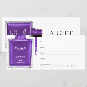 Purple Nail Polish Nail Salon Gift Certificate