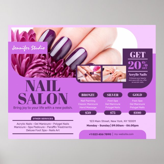 Purple Nail Salon, Makeup Artist (Horizontal) Poster (Front)