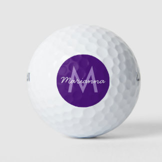 Purple Name and Modern Monogram Golf Balls