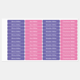 Purple name labels for school camp daycare