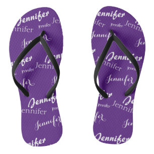Purple name  pattern  Slim Strap Jandals