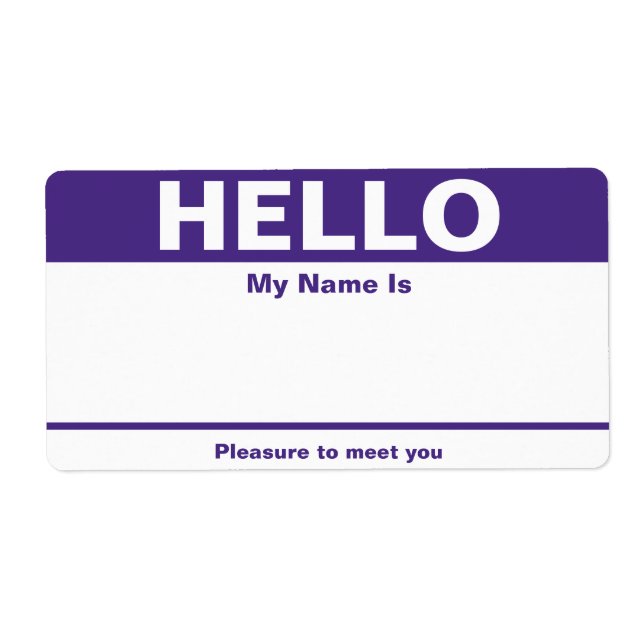 Purple Name Tag - Label (Front)