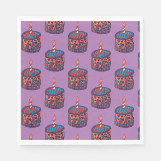 Purple napkins with cupcakes
