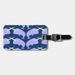 Purple Narwahls Pattern Luggage Tag