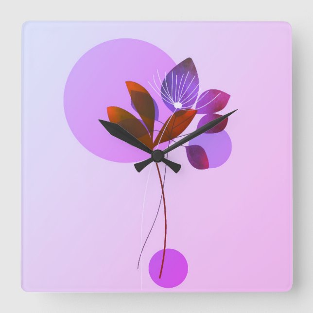 Purple Nature Abstract Wall Clock (Front)